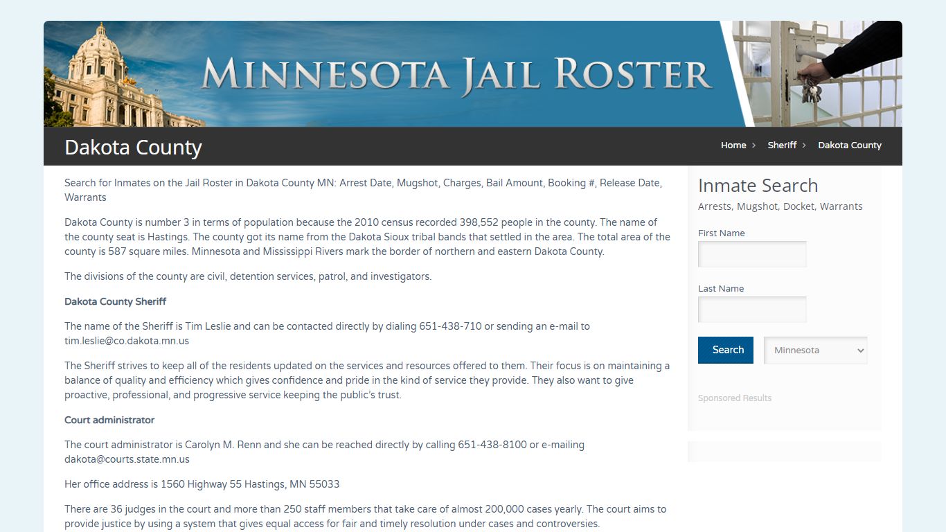 Dakota County | Jail Roster Search - MinnesotaJailRoster.com